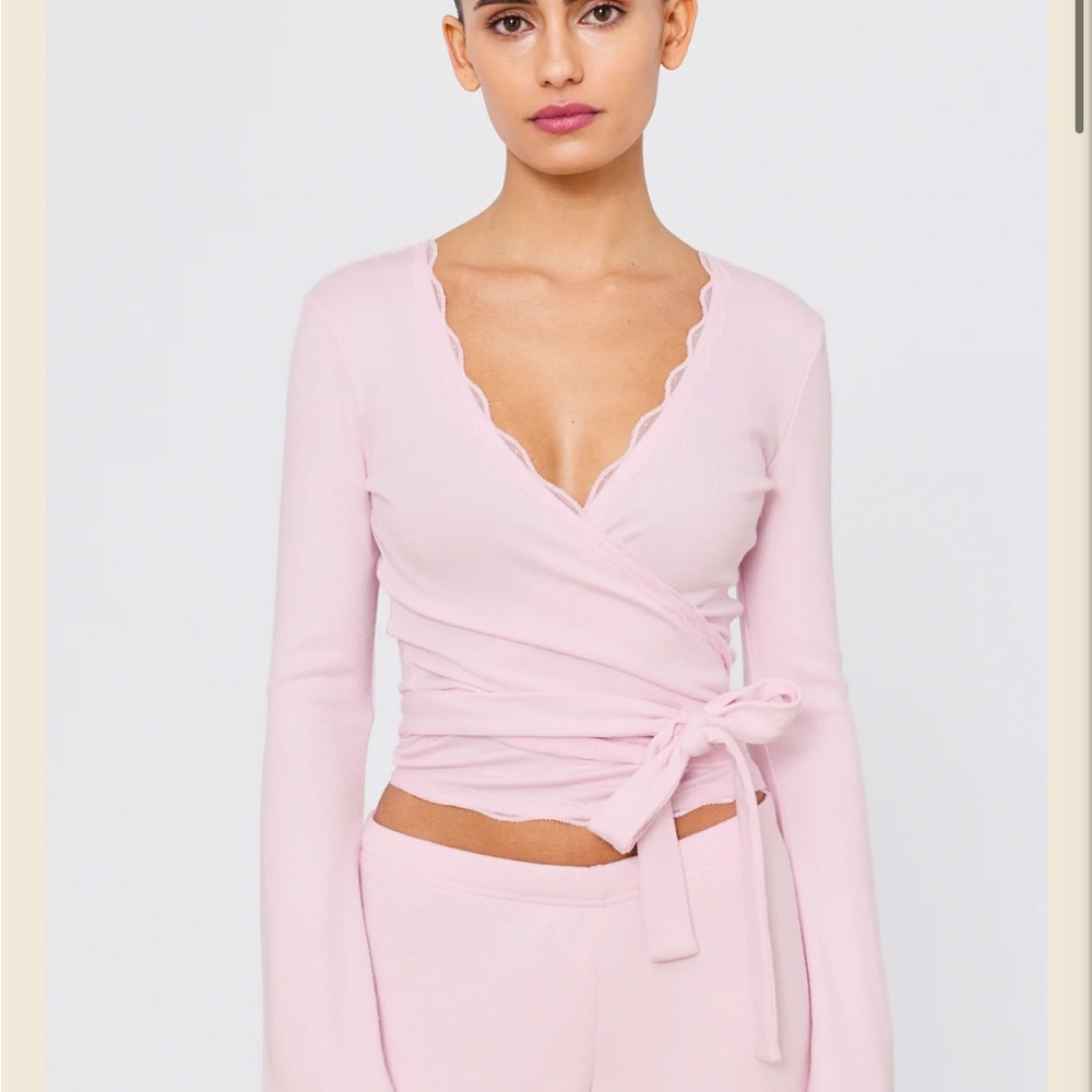 Elegant Pink Wrap Top